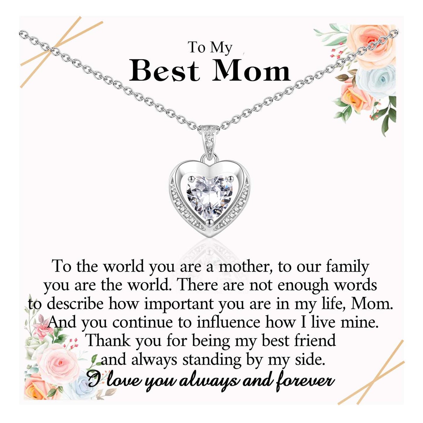 The "Love’s Embrace" Heart Necklace – Sterling Silver "Always My Mother" Edition